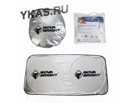 Шторки  солнцезащитные "Nova Bright"  142х67см  под лобовое стекло серебристая, полиэстер