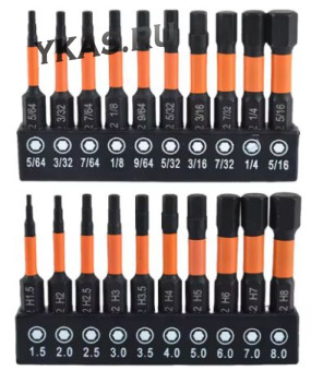 Набор бит шестиграных  коротки/длинные 20шт