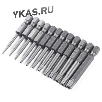 Набор звездочек (T5-T10, T15, T20, T25, T27, T30, T40) 50мм 12шт.