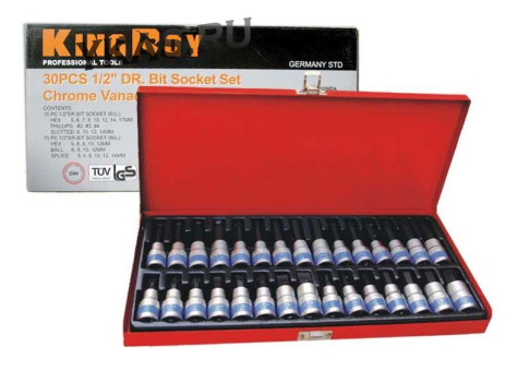 King Roy. Набор инструмента 1/2\" 30 предм., 6 гран. (10-32мм)  (металл кейс)
