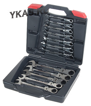 TJG.Набор трещоточных ключей с шарниром 8-19мм